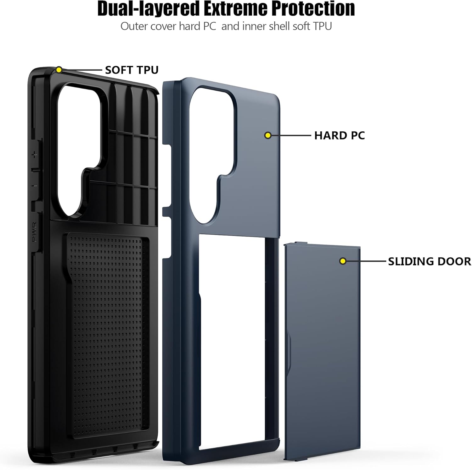 Nvollnoe for Samsung S25 Ultra Case with Card Holder Dual Layer Heavy Duty Protective Case Hidden Card Slot Slim Wallet Case for Samsung S25 Ultra 6.9''(Blue)