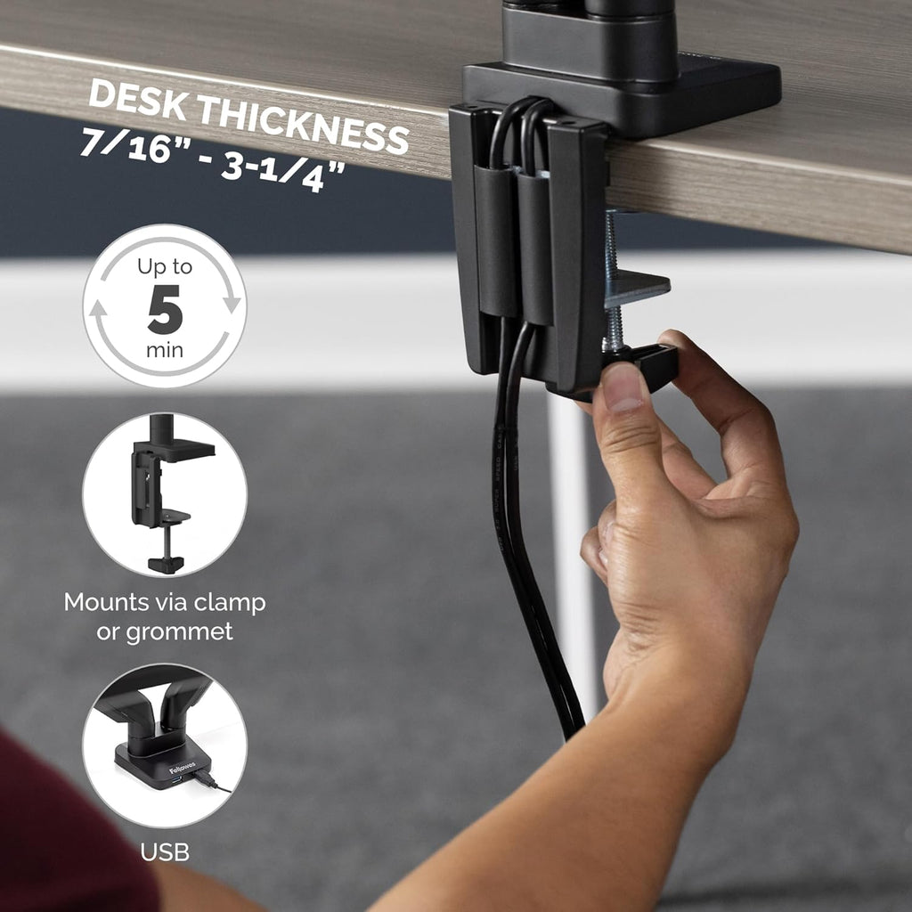 Fellowes 8043401 Platinum Series Stacked Monitor Mount, Adjustable Computer Monitor Stand for 2 Monitors with Dual Monitor Arms, 32 Inch Monitor Capacity