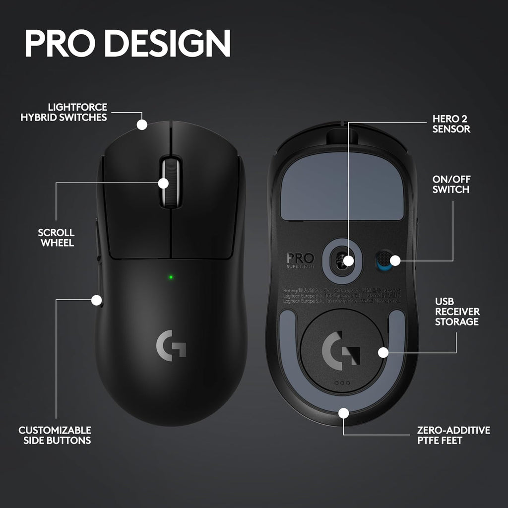 Logitech G Pro X Superlight 2 Lightspeed Wireless Gaming Mouse + G Pro X TKL Lightspeed Wireless Gaming Keyboard (Linear) Bundle - Black