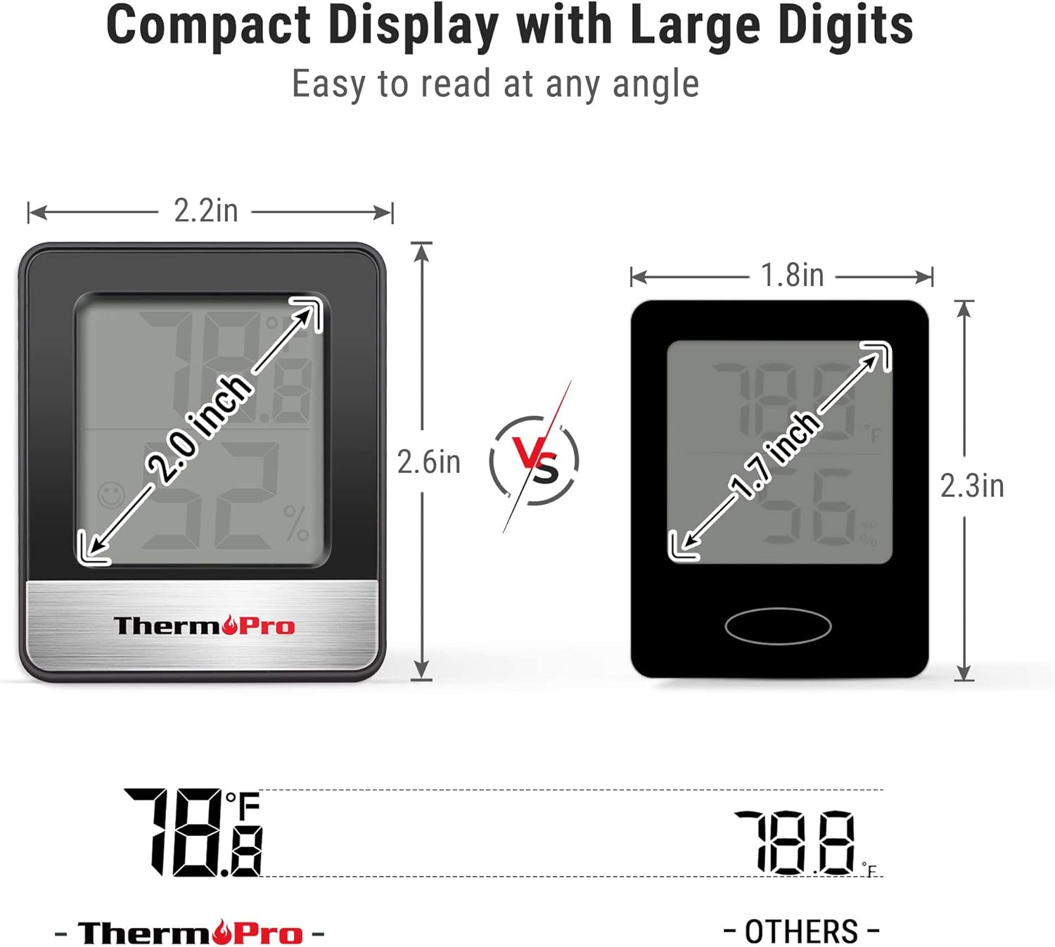 ThermoPro TP49 2 Pieces Digital Hygrometer Indoor Thermometer Humidity Meter Room Thermometer with Temperature and Humidity Monitor Mini Hygrometer Black Weather Station