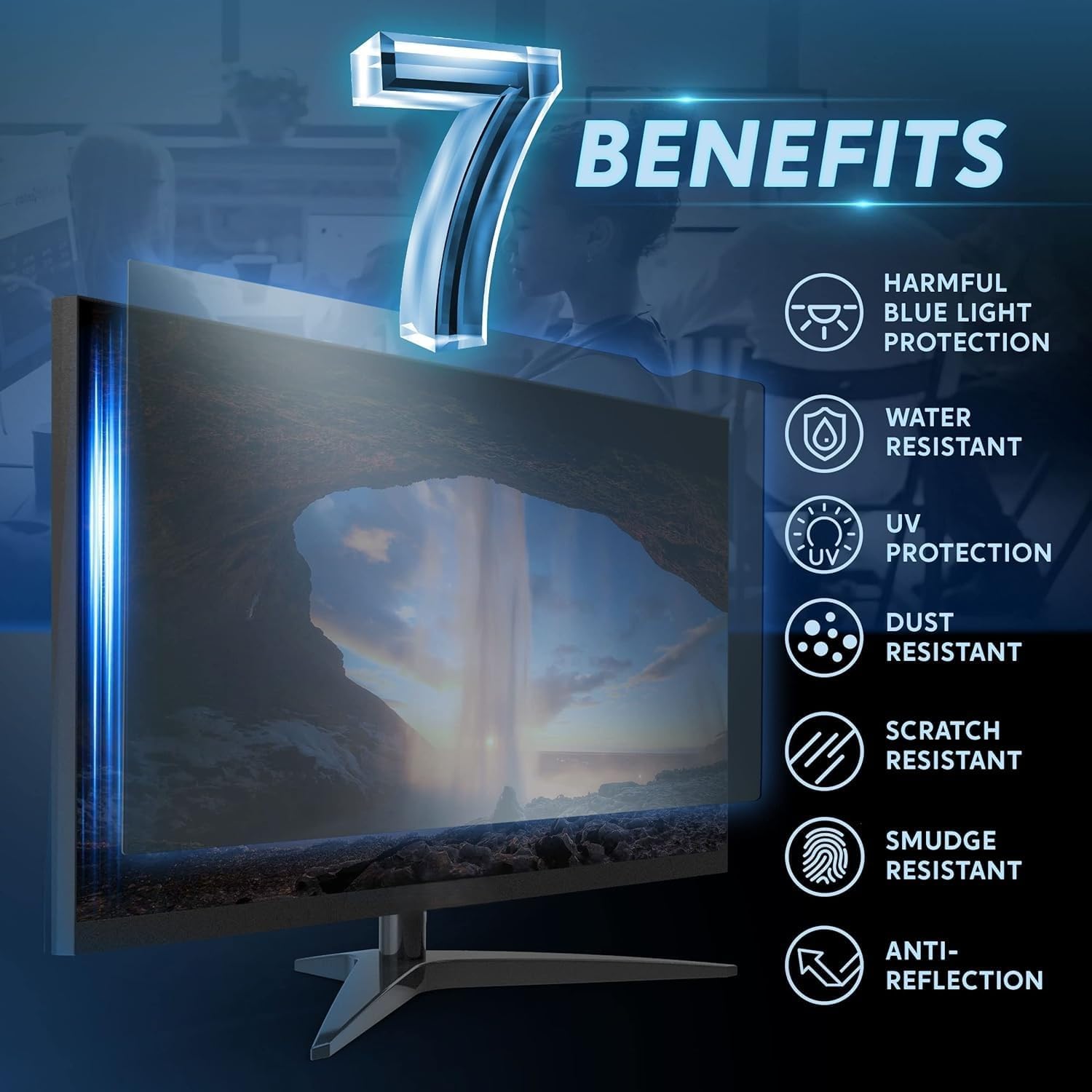 [2 Pack 27 inch Removable Anti-Glare Blue Light Screen Protector for 16:9 Computer Monitor Display– Anti-Glare, Anti-Scratch, PC Anti-UV Eye Protection Filter Film