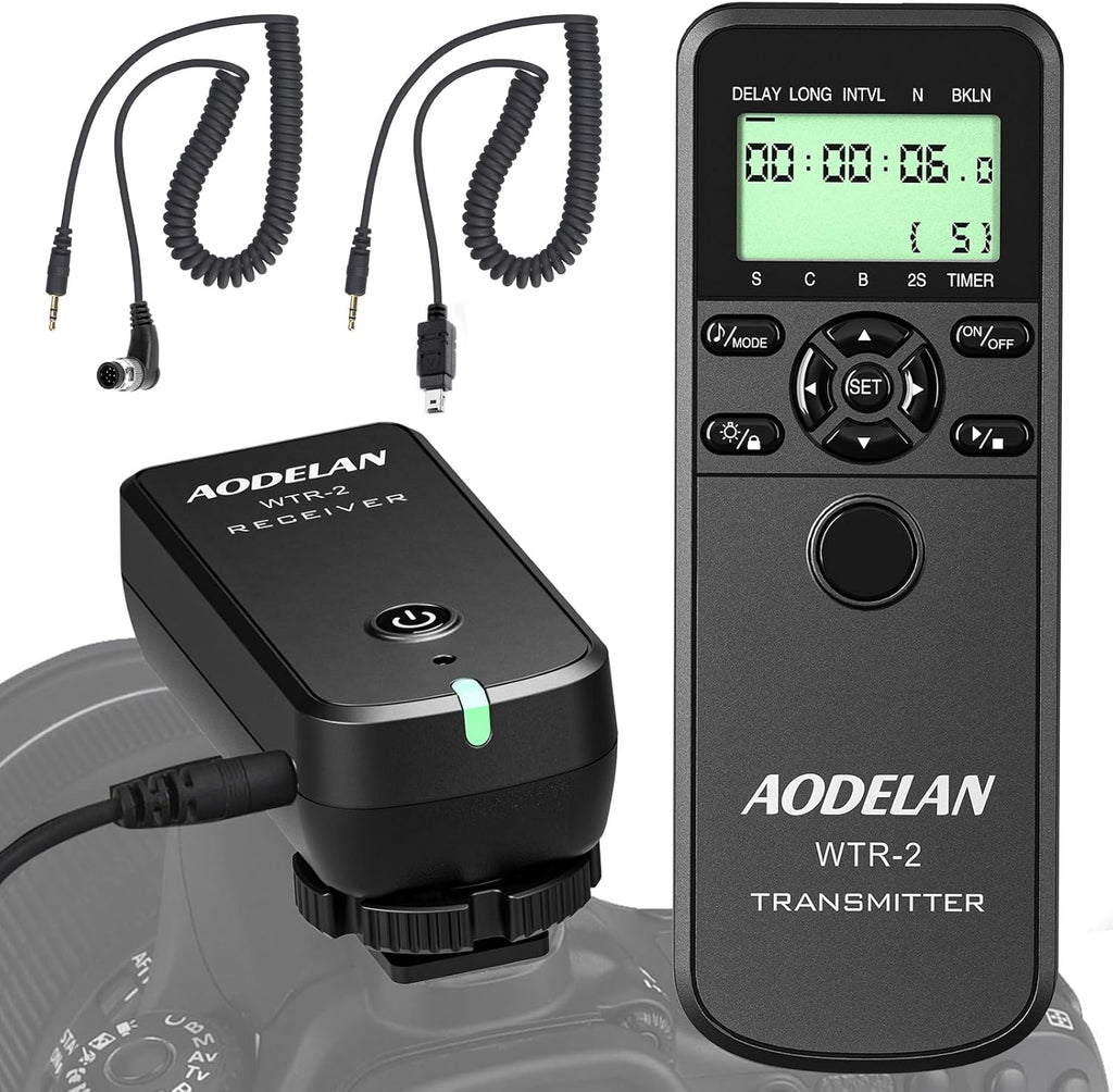 Wireless Shutter Intervalometer Timer Control with LCD and HDR for Nikon D750, D5300, D5600, D7200, D7500, Z6, Z7, Z9, D800, D850, Coolpix P1000