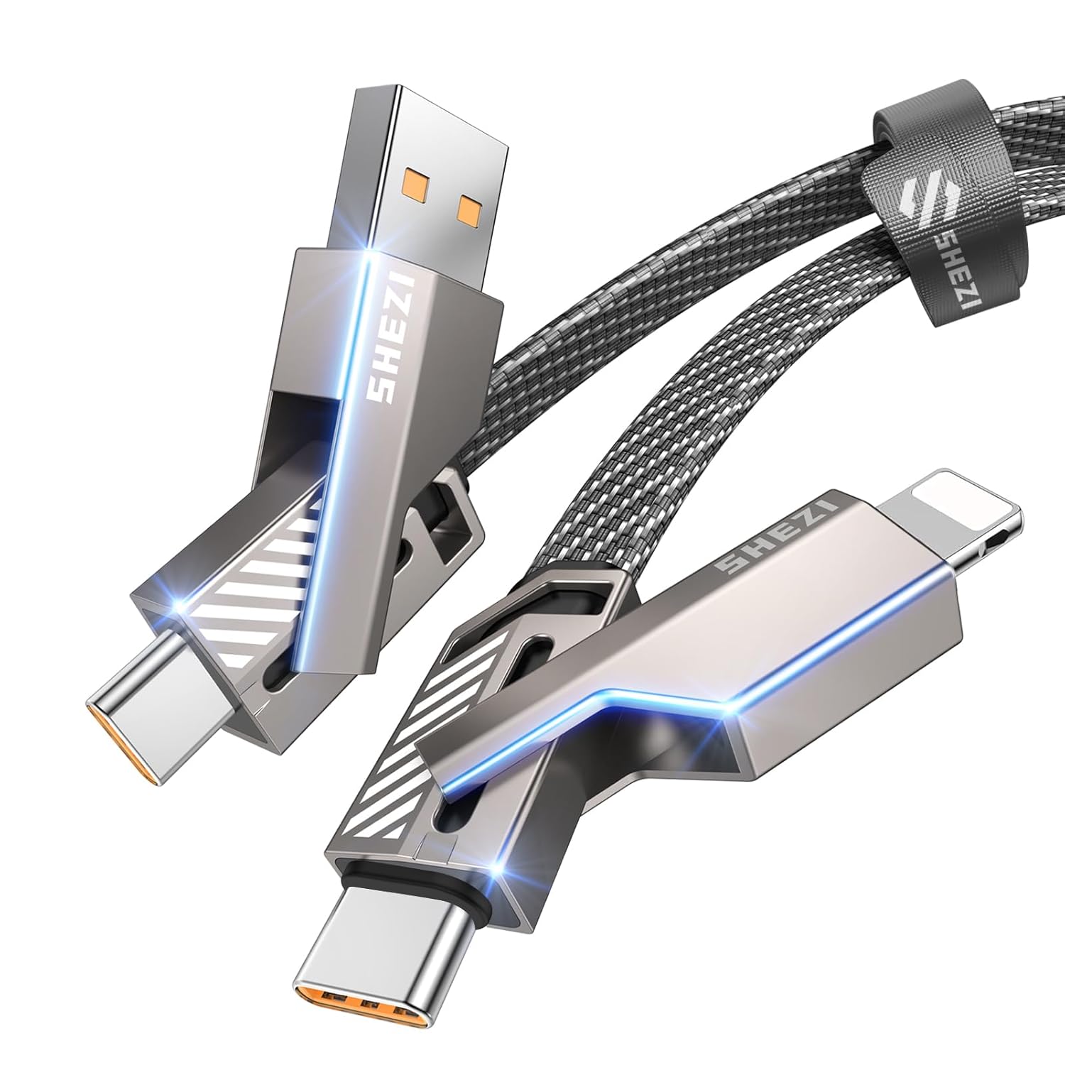 [One is Enough] 4-in-1 Compatible with USB C to Lightning Cable, 45W High-Speed Charging & Fast Data Transfer,CarPlay & Android Auto Support Multi Charger Cord Combo for iPhone/Samsung/iPad,3FT