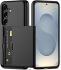 Nvollnoe for Samsung S25 Plus Case with Card Holder Dual Layer Heavy Duty Protective Case Hidden Card Slot Slim Wallet Cover for Samsung S25 Plus 6.7''(Black)