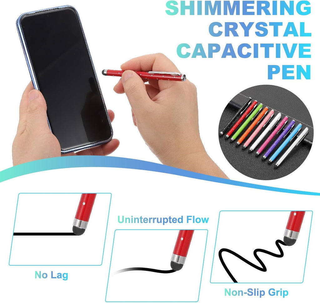 PATIKIL Stylus Pens for Touch Screens, 6 Pcs High Precision Universal Bling Stylus Crystal Metal Capacitive Pen for Touch Screen Devices Phone Tablets Laptop, Black