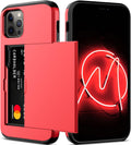 Nvollnoe for iPhone 12/iPhone 12 Pro Case with Card Holder Heavy Duty Protective Dual Layer Shockproof Hidden Card Slot Slim Wallet Case for iPhone 12/12 Pro for Men&Women(Red)
