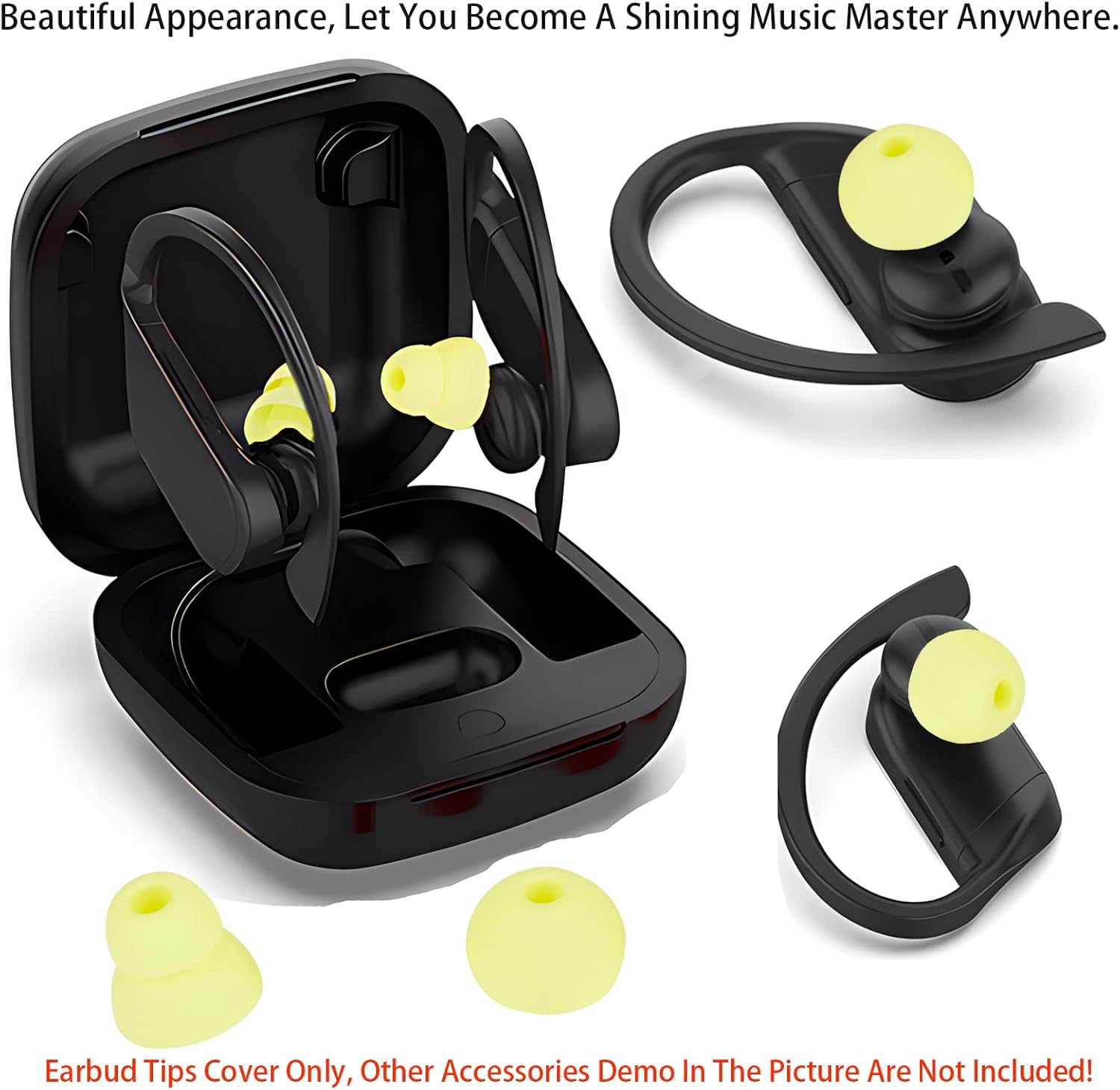 Earbud Tips Replacement Earbud Tips Earbud Replacement Tips Earbuds Replacement Tips Ear Pads Ear Cushions Ear Tips for Earbuds for Powerbeats Pro Beats Wireless Earphone Headphones 4 Pairs (Yellow)