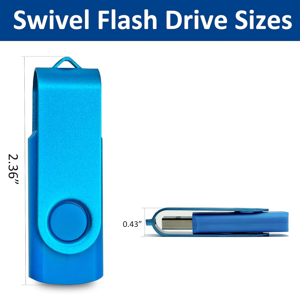 2GB USB 2.0 Flash Drive 10 Pack Nicepicten Pendrive Swivel Thumb Drives Jump Drives Zip Drive USB Memory Stick Thumbdrive Flashdrive Ideal for Home Office Shared Data Storage, Blue 2GB