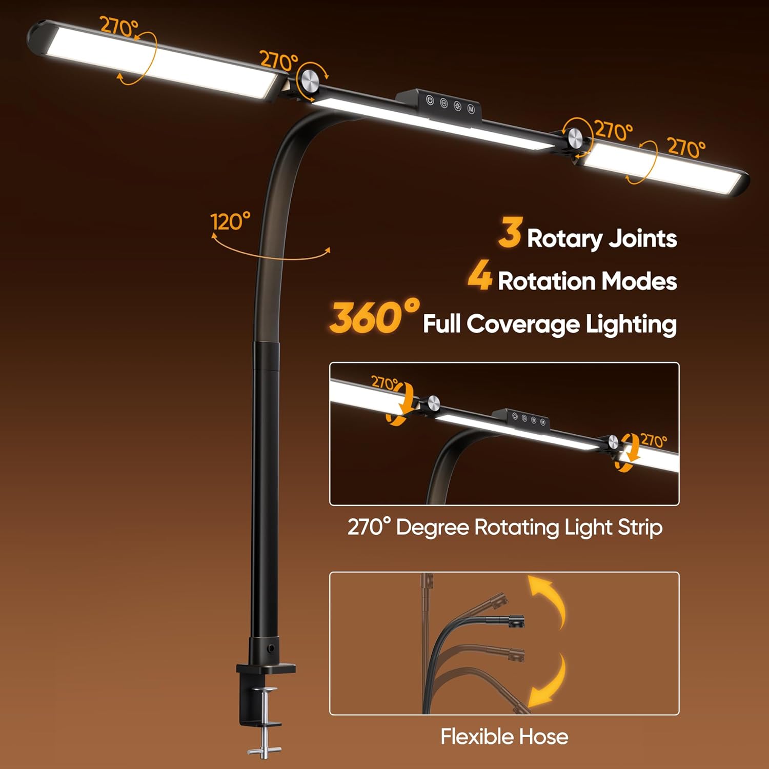 Large Desk Lamps for Home Office, 39.3" Architect Desk Lamp with Clamp, 24W Ultra Bright LED Desk Light Stepless Dimming Eye-Caring Office Desk Lamp for Study Work