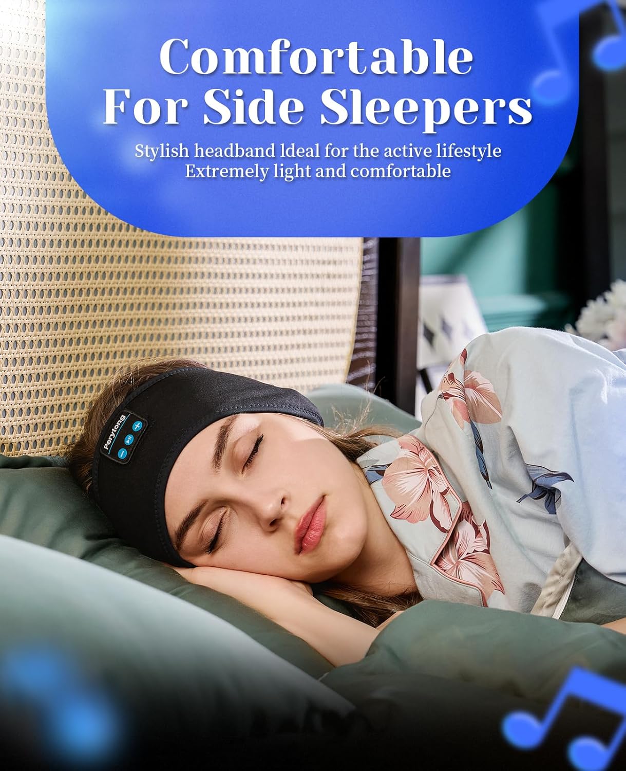 Perytong Sleep Headphones Wireless, Bluetooth Sports Headband Headphones with Ultra-Thin HD Stereo Speakers, Unisex, Perfect for Sleeping,Workout,Jogging,Yoga,Insomnia, Air Travel, Meditation