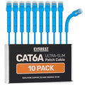 Everest Ultra Slim Cat6a Ethernet Patch Cables 1ft Blue by EverestMediaSolutions
