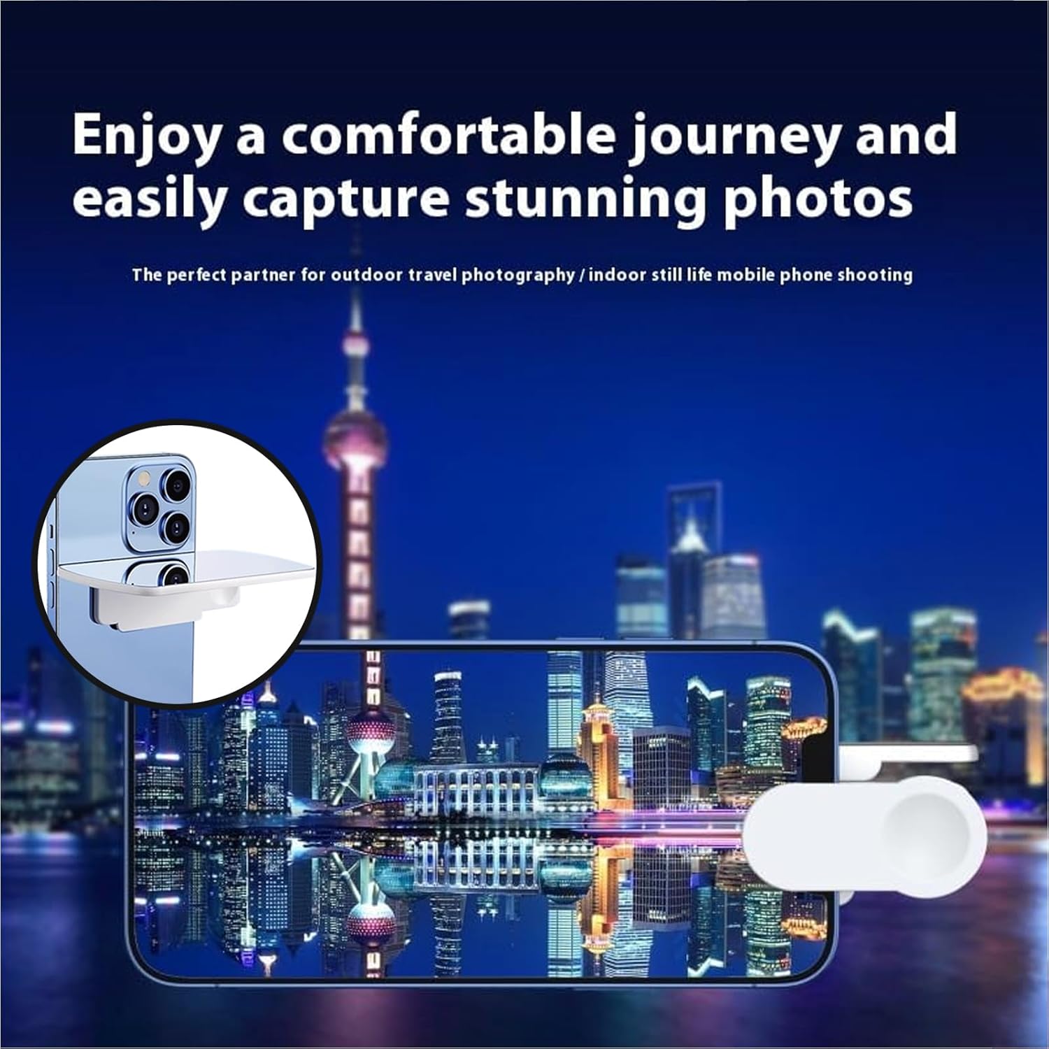 Mirror Effect Lens - Capture Stunning Reflections Instantly, Smartphone Camera Mirror Reflection Clip Kit, Adjustable HD Glass Smartphone Photography Flip Mirror, for Travel Photography (Black-1Pc)