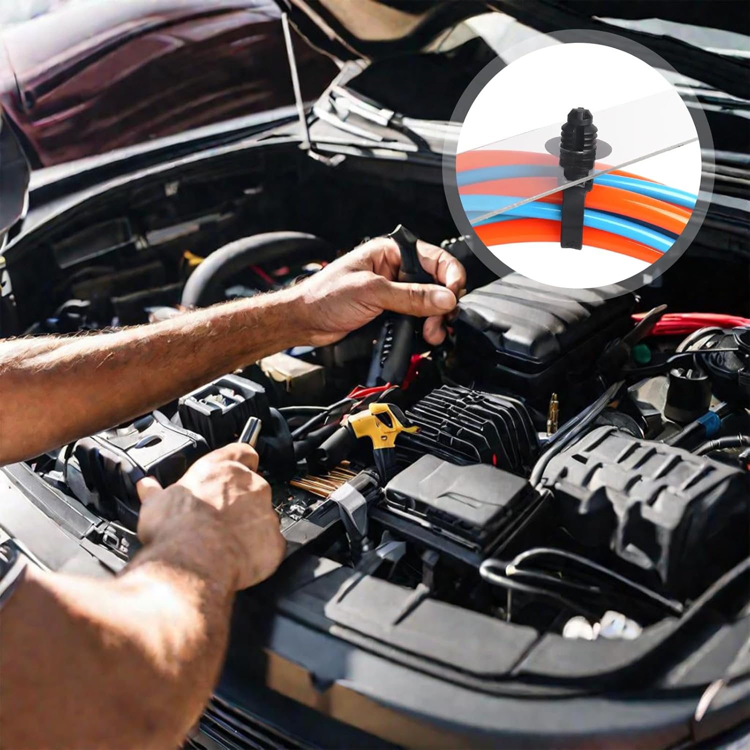 60 Pcs Push Mount Cable Ties Assorted Sizes, Black Nylon Push Mount Zip Ties Wire Harness Clips, 6-Types Snap in Zip Ties Self Locking Automotive Wire Ties for Wire Tying, Automotive