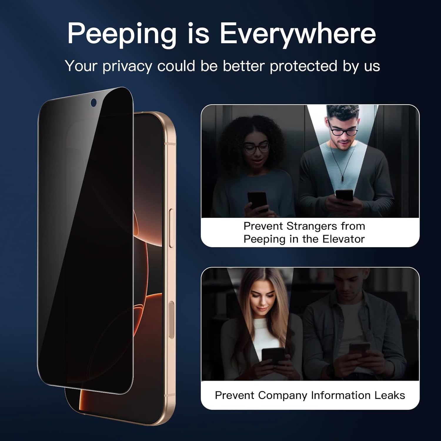 NEW'C 3 Pack Privacy for iPhone 16 Pro Max Screen Protector (6.9 inches), Anti-Spy Tempered Glass Film,Enhanced 28 Degree Privacy Angle - Easy installation tool included