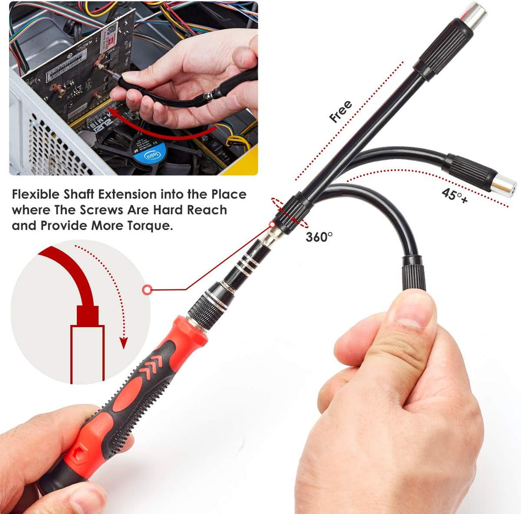 SHARDEN Precision Screwdriver Set, 122 in 1 Electronics Magnetic Repair Tool Kit with Case for Repair Computer, iPhone, PC, Cellphone, Laptop, Nintendo, PS4, Game Console, Watch, Glasses etc (Red)