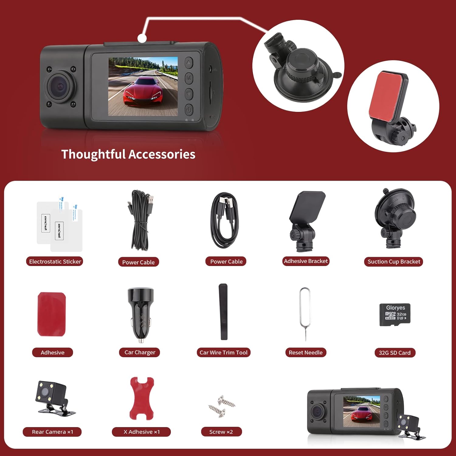2025 Dash Cam, 3 Channel Dash Cam Front and Rear Inside, Interior Car Camera, 2.5K/1440P Single Fr,Fr+Interior, Front+Rear Dash Camera for Cars Taxi with Night Vision, Parking Monitor 1S Recording