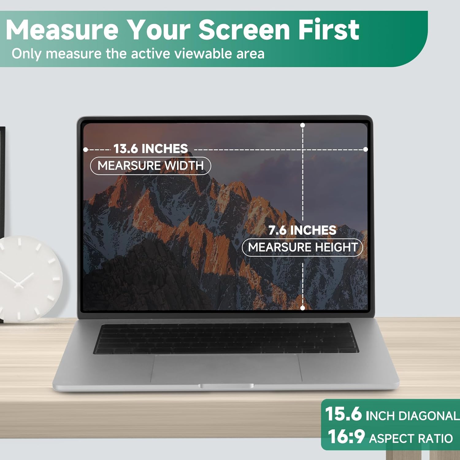 Nano-Suction Laptop Privacy Screen 15.6 Inch 16:9, Removale Screen Privacy Shield for Laptop, Anti Glare, Anti Bule Light, Screen Protector for Lenovo HP Dell Acer Asus Thinkpad
