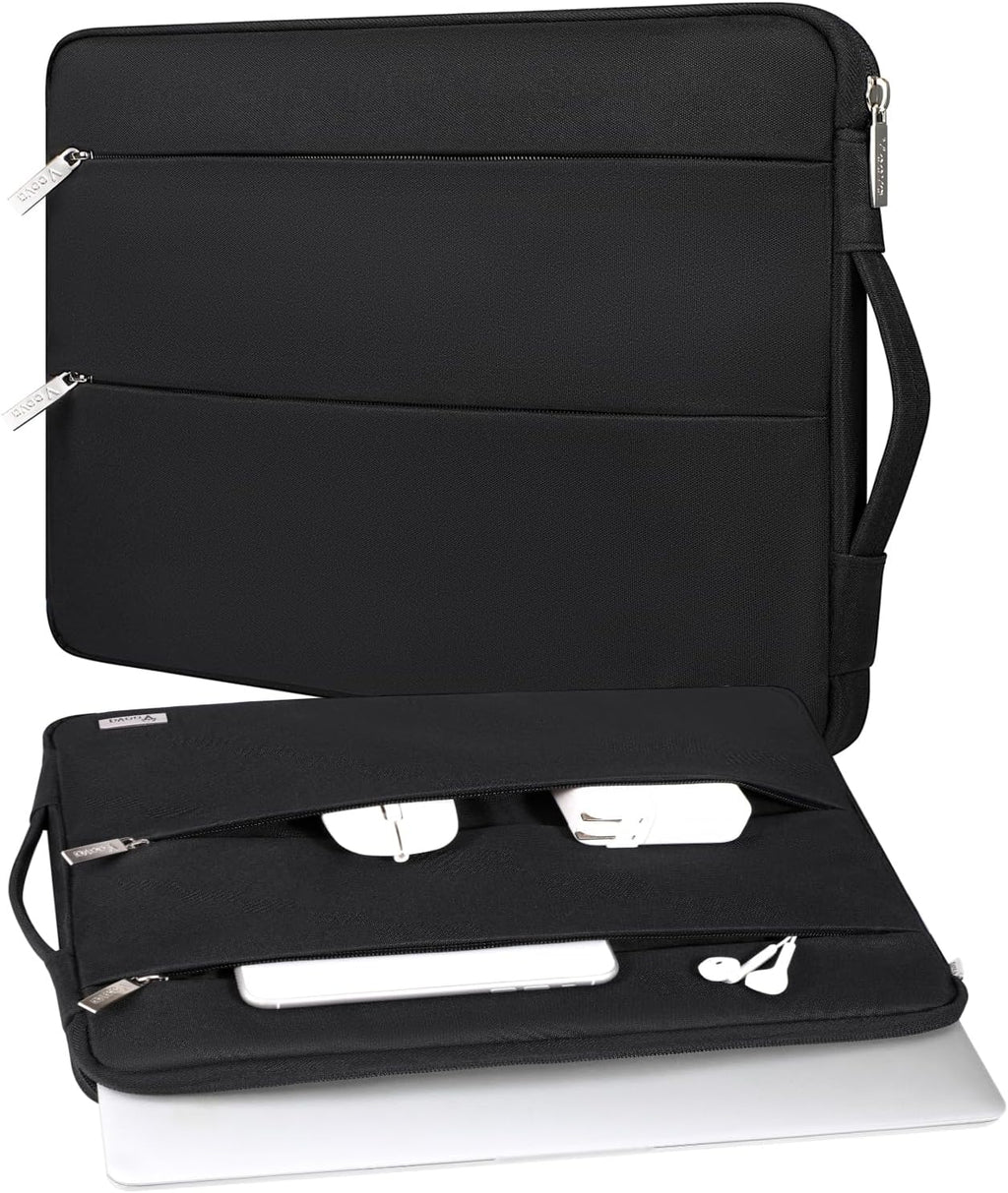 Voova Laptop Sleeve Carrying Case 14 15 Inch Compatible with MacBook Air 15 M2/M3/M4 2022-2025, MacBook Pro 15, Hp Chromebook 14, Waterproof Slim Computer Cover Bag,Black