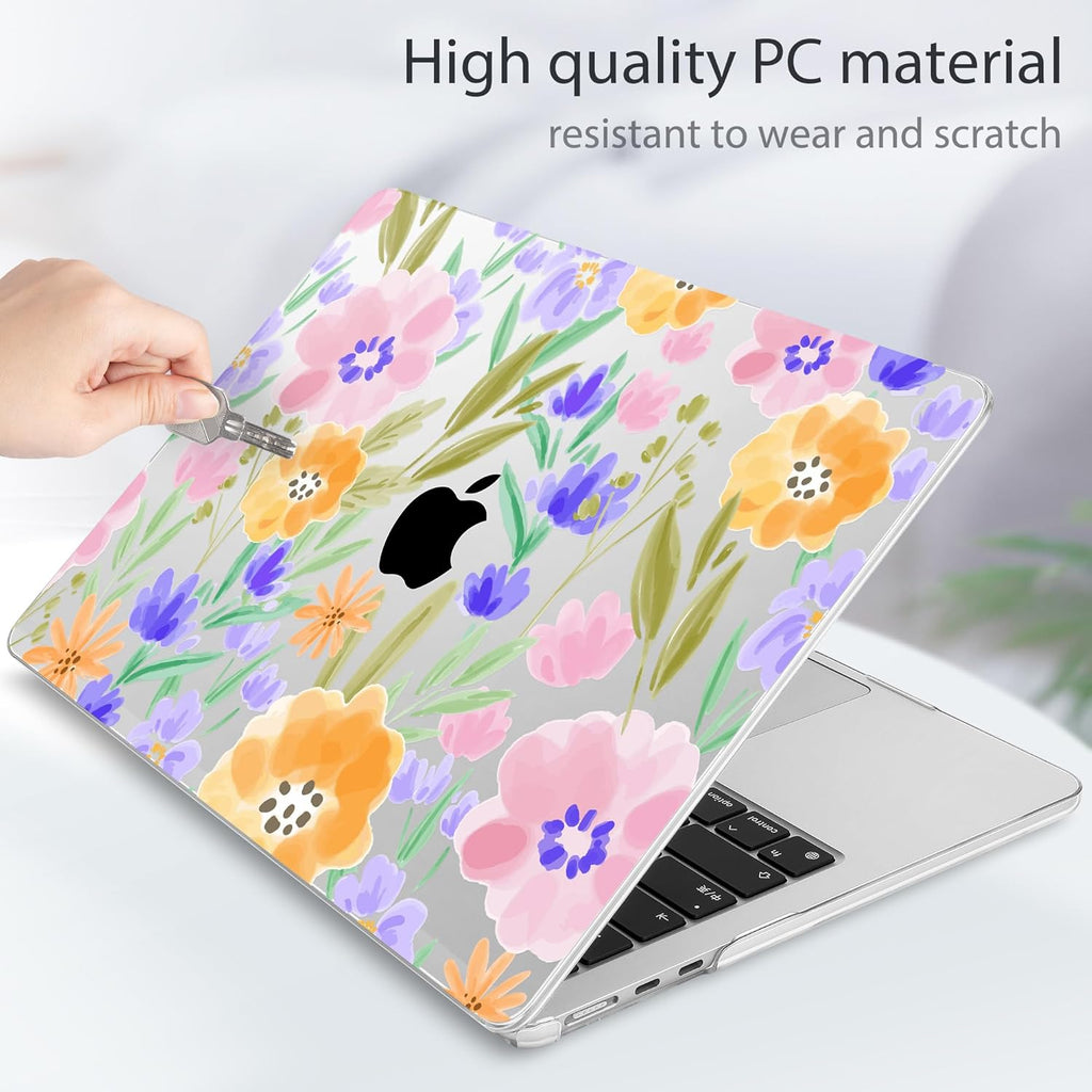 May Chen for MacBook Air 13.6 inch Case A3240 M4 A3113 M3 A2681 M2 with Retina Dispaly, 2025 2024 2023 2022 Release, Plastic Hard Shell Case with Screen Protector & Keyboard Cover, Flower S918