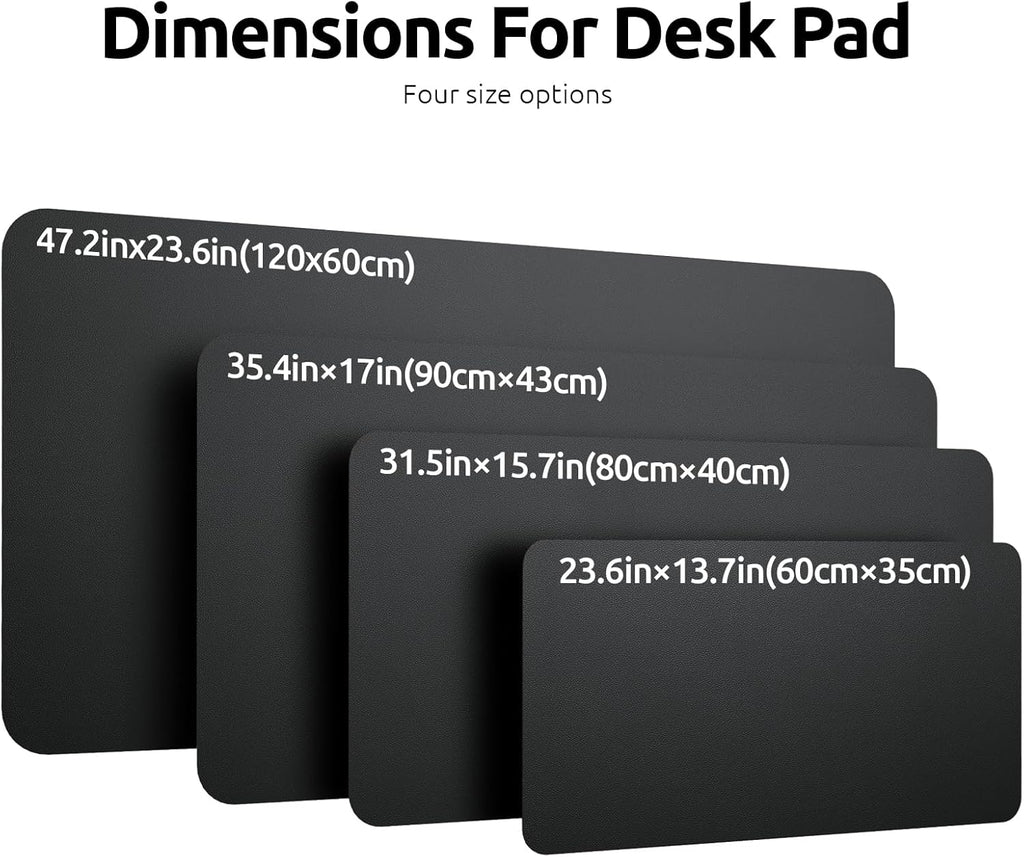 YSAGi Leather Desk Protector, Office Mat, Large Mouse Mat, Non-Slip PU Leather Blotter, Laptop Desk Pad, Waterproof Writing Pad for Office and Home (Black, 47.2" x 23.6")
