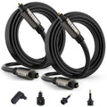 Elecan Optical Audio Cable 12 Ft/2 Pack Digital Audio Toslink Cable Cord-Fiber Optic-Gold Plated-Flexiable&Durable-for Home Theater,Sound Bar,PS4& Xbox-with Right Angled+Mini Toslink Adapters+Ties