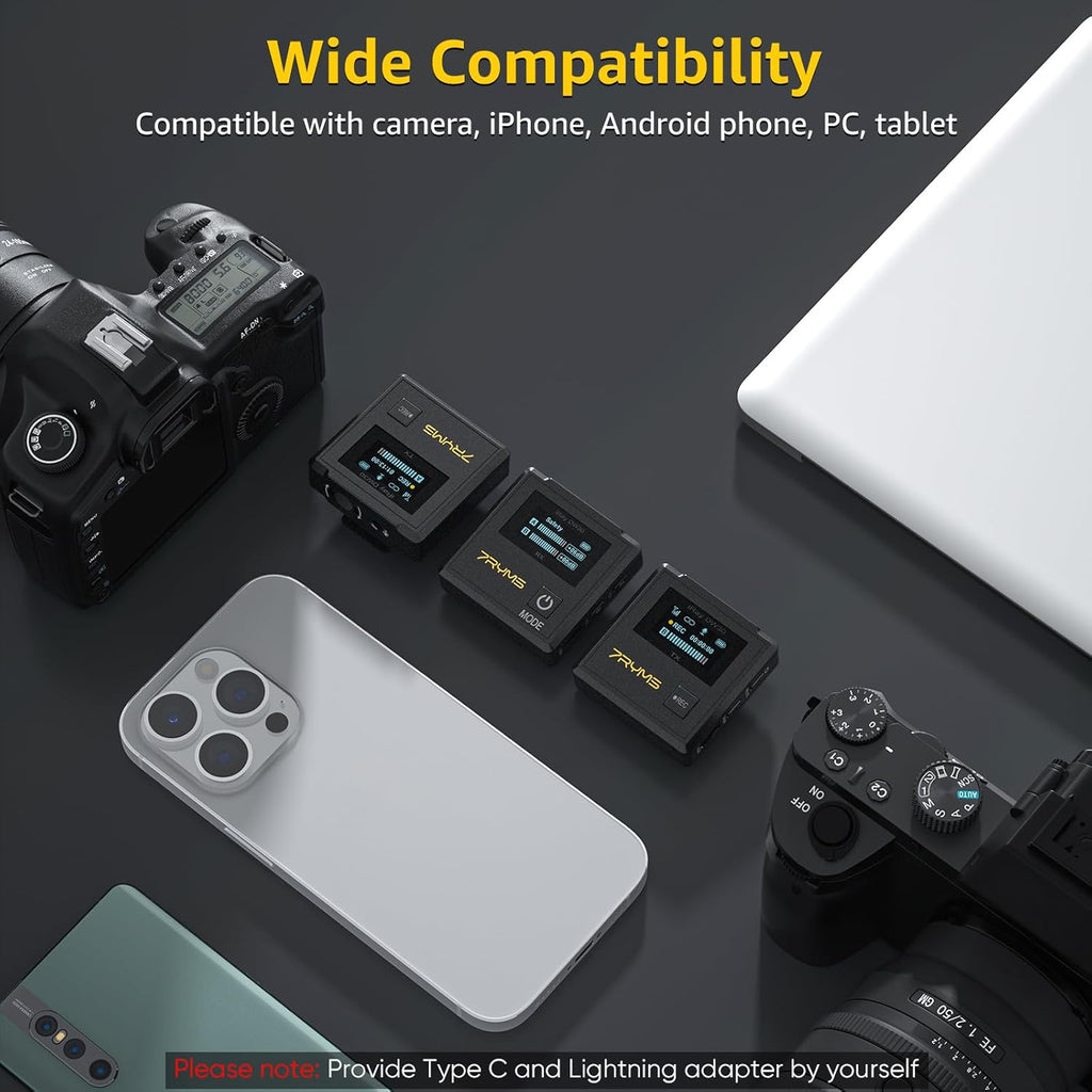 iRay DW30 Wireless Lavalier Microphone with 16GB Internal Recording, Lav Mic Input, USB-C Output, 2.4GHz Wireless Mic for Camera, iPhone, PC - Ideal for Vlogging, Live Streaming, and Video Recording