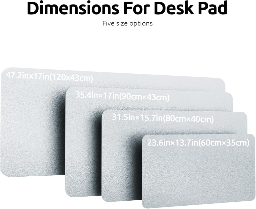 YSAGi Leather Desk Pad Protector, Office Desk Mat, Large Mouse Pad, Non-Slip PU Leather Desk Blotter, Laptop Desk Pad, Waterproof Desk Writing Pad for Office and Home (Silver, 47" x 17")