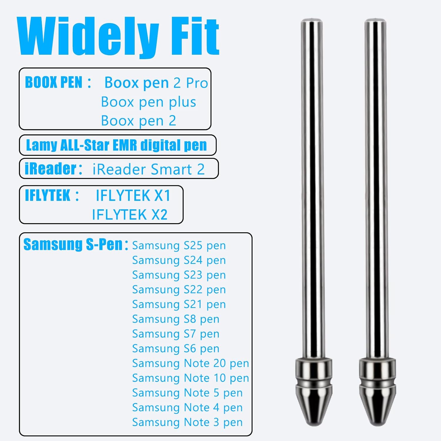 Universal Fit No Worn Out Fine Titanium Alloy Fine Pencil Nibs Compatible with BOOX Pen 2 Pro,iReader,IFLYTEK,Lamy AL-Star Digital Pen, Ballpoint Replacement Tips for eReader Digital Pen,2 Pcs