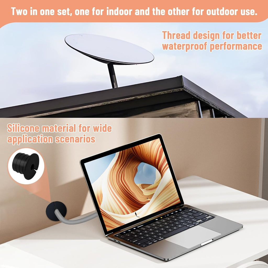 Cable Routing Kit for Starlink for 1 inch Wall Hole, Wall Bushing Grommet, Starlink Accessories, Silicone Cable Wall Pass, Starlink Anti-Slip Wall Grommets for Cables (1 inch) 2 Pcs