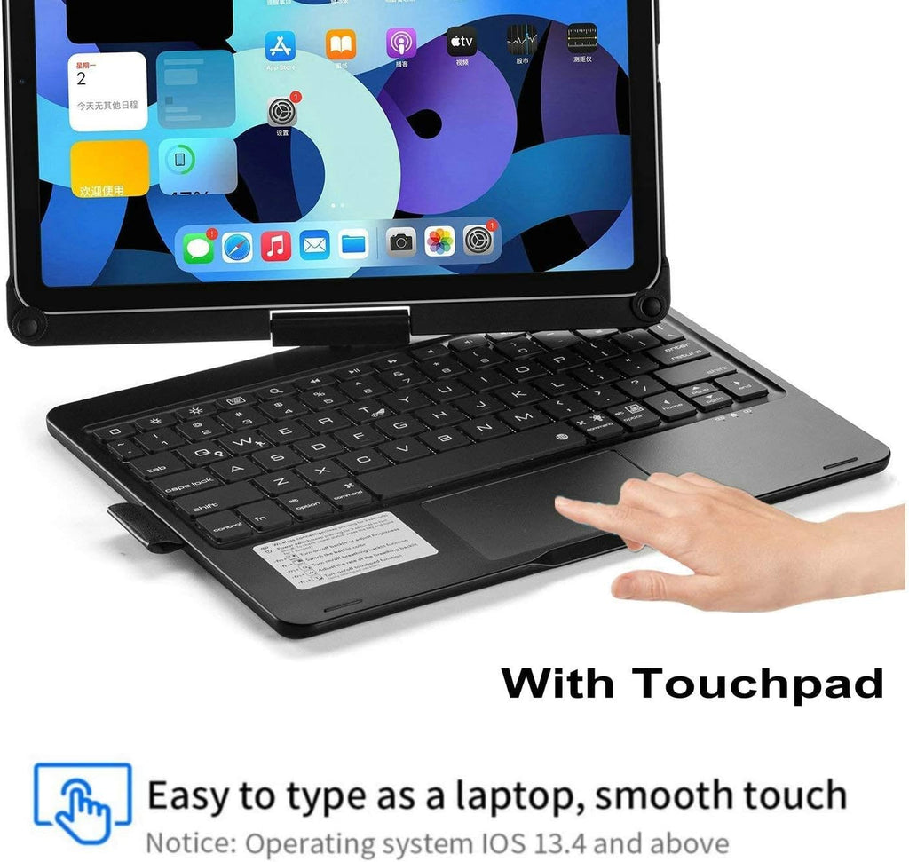 Rotatable Keyboard Case for iPad Air 11 Inch (M3/M2)/ Air5/Air4/iPad Pro11 2022/2021/2020, Backlits Bluetooth Touchpad Keyboard Smart Cover with Pencil Holder, Black