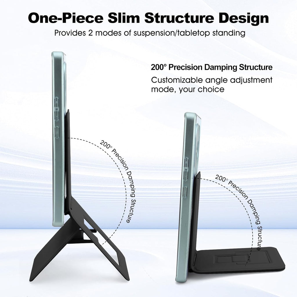 Phone Stand, Foldable Magnetic Phone Tripod, Angle Adjustment & Strong Magnets PU Leather Phone Stand, Compatible with All Smart Phone 16/15/14/13/12 (Black)