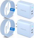 2Port 45W Super Fast Charger Type C, 2Pack 45W USB-C Charger Fast Charging for Samsung Galaxy S24 Ultra/S24+/S24/S23 Ultra/S23+/S22/S20/Note10+ with 2X 10ft Type C Cord (Blue)