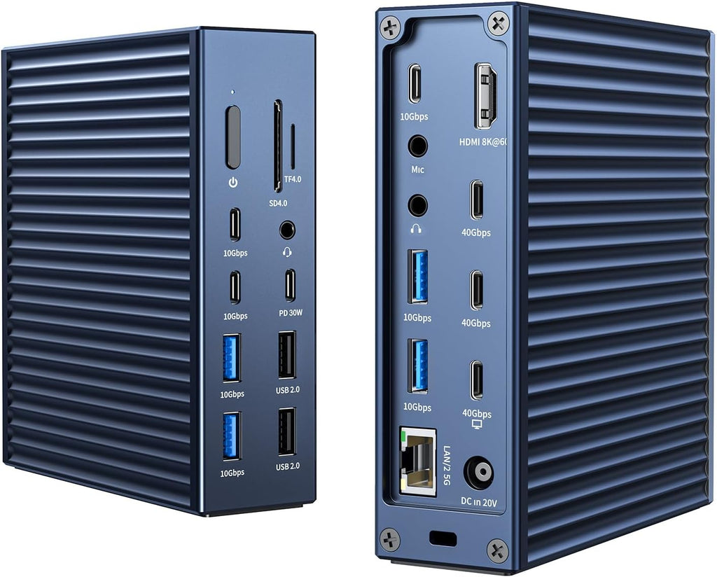 ACASIS 40Gbps Docking Station - 21 Ports,MacBook Pro Docking Station Dual Monitor, 8K60Hz HDMI, 2.5 GbE Ethernet, SD/TF 4.0, 10Gbps 7*USB C/A, 3.5mm Audio, 40Gbps Dock for Mac/Dell/HP/Lenovo/ThinkPad