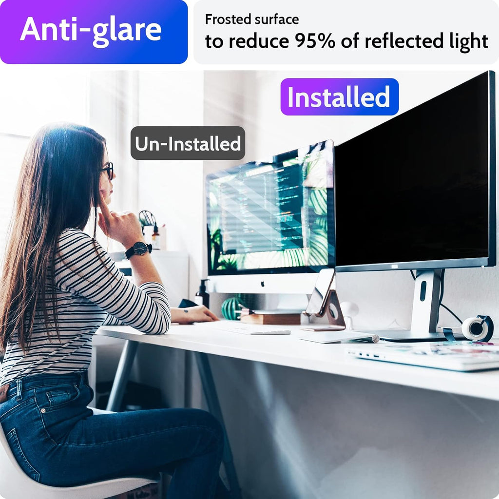Computer Privacy Screen 20 Inch for 16:9 Widescreen Monitor, Removable 20inch Anti Blue Light Anti Glare Monitor Privacy Filter Shield (17 7/16" x 9 13/16")