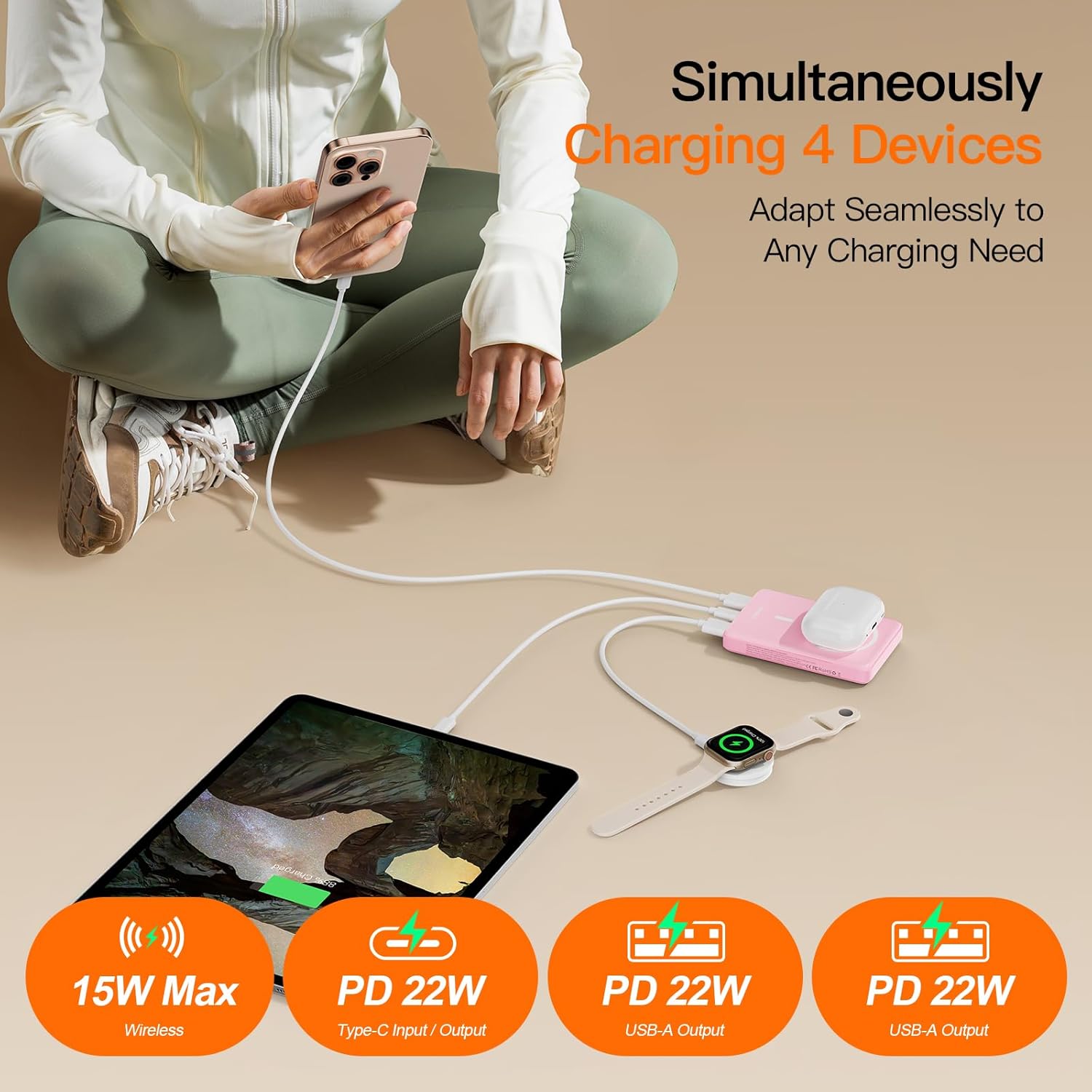Magnetic Portable Charger, 16800mAh Wireless Power Bank, with 20W USB-C Fast Charging and LED Digital Display Magnetic Battery Pack, Compatible with iPhone 16/15/14/13/12 Full Series (2025)