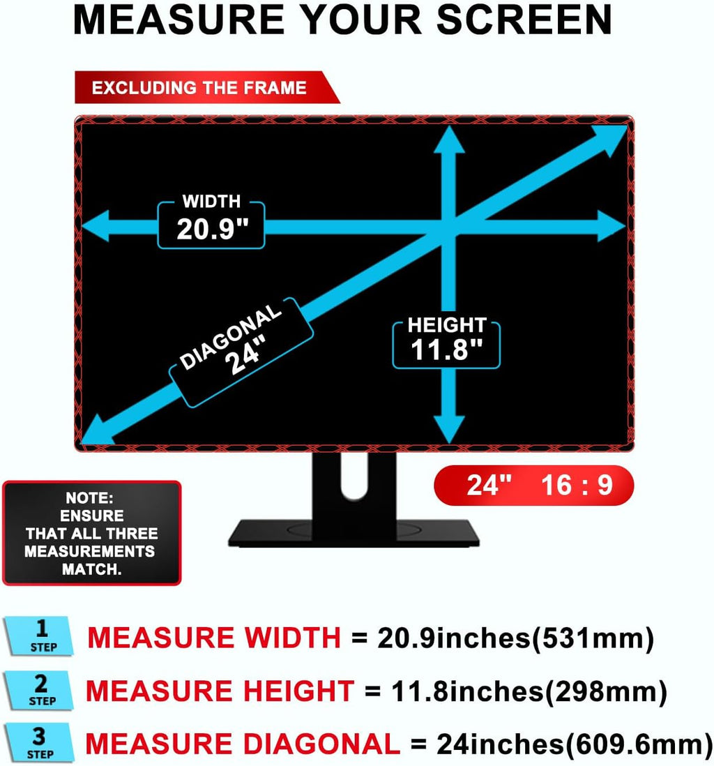 24 inch Computer Privacy Screen Filter - Suitable for 16:9 Aspect Ratio Widescreen Monitor - Blue Light Filter - Anti-Glare & Anti-Scratch Protector Film (24" Widescreen (16:9))