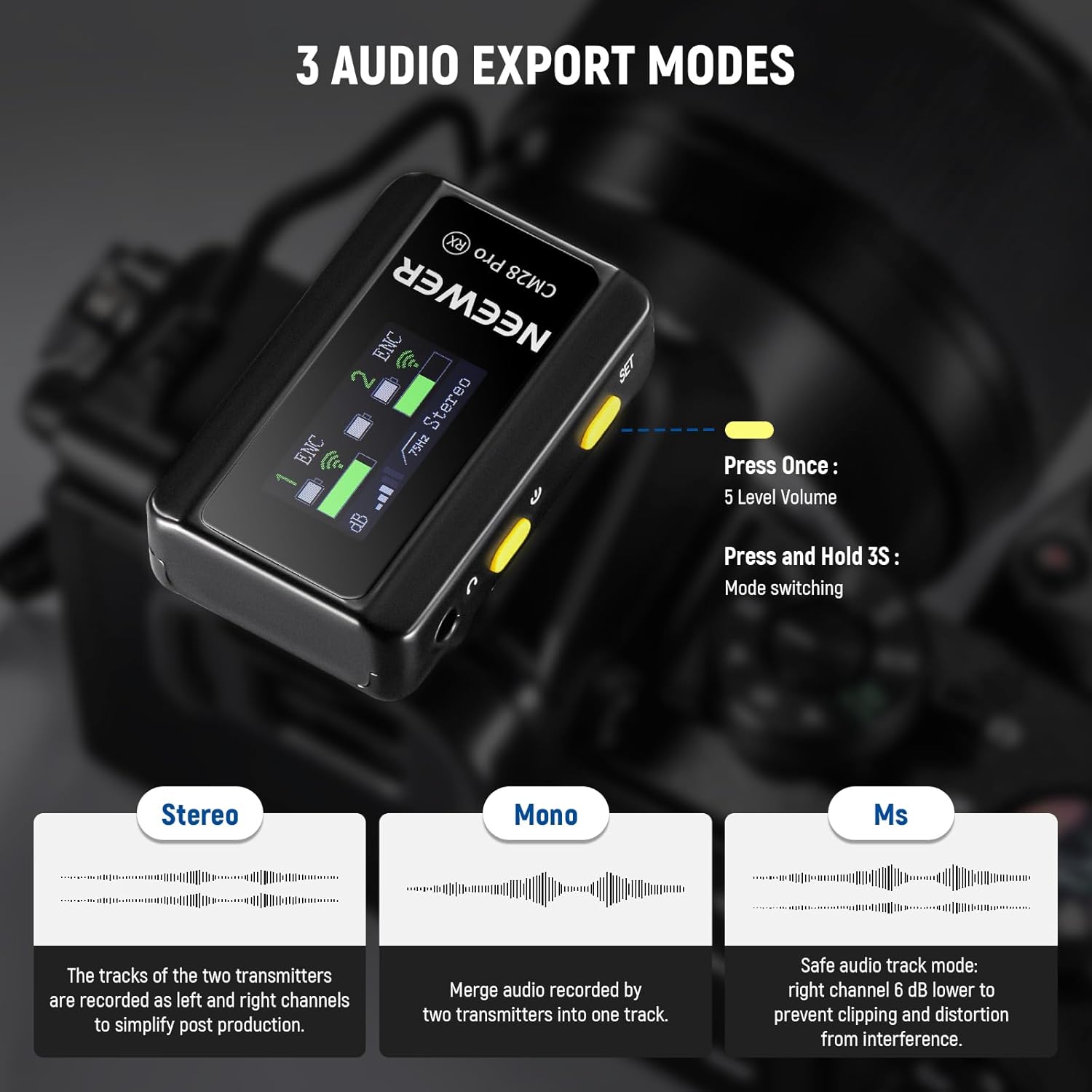 NEEWER CM28 PRO Wireless Lavalier Microphone + Charging Case & Cleaning Cloth, Noise Canceling 9Hrs Recording Mini Lapel Mic Compatible with iPhone iPad USB C Android Phone Camera PC Laptop Computer