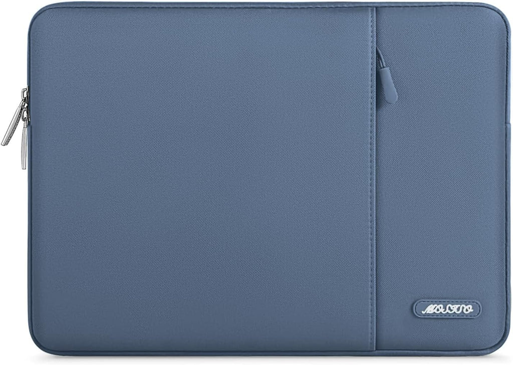 MOSISO Laptop Case 13.3 inch, 13-13.3 inch Laptop Sleeve Compatible with MacBook Air/Pro 13 / Pro 14, HP Dell ASUS Lenovo Notebook, Polyester Vertical Computer Sleeve Bag with Pocket, Steel Blue