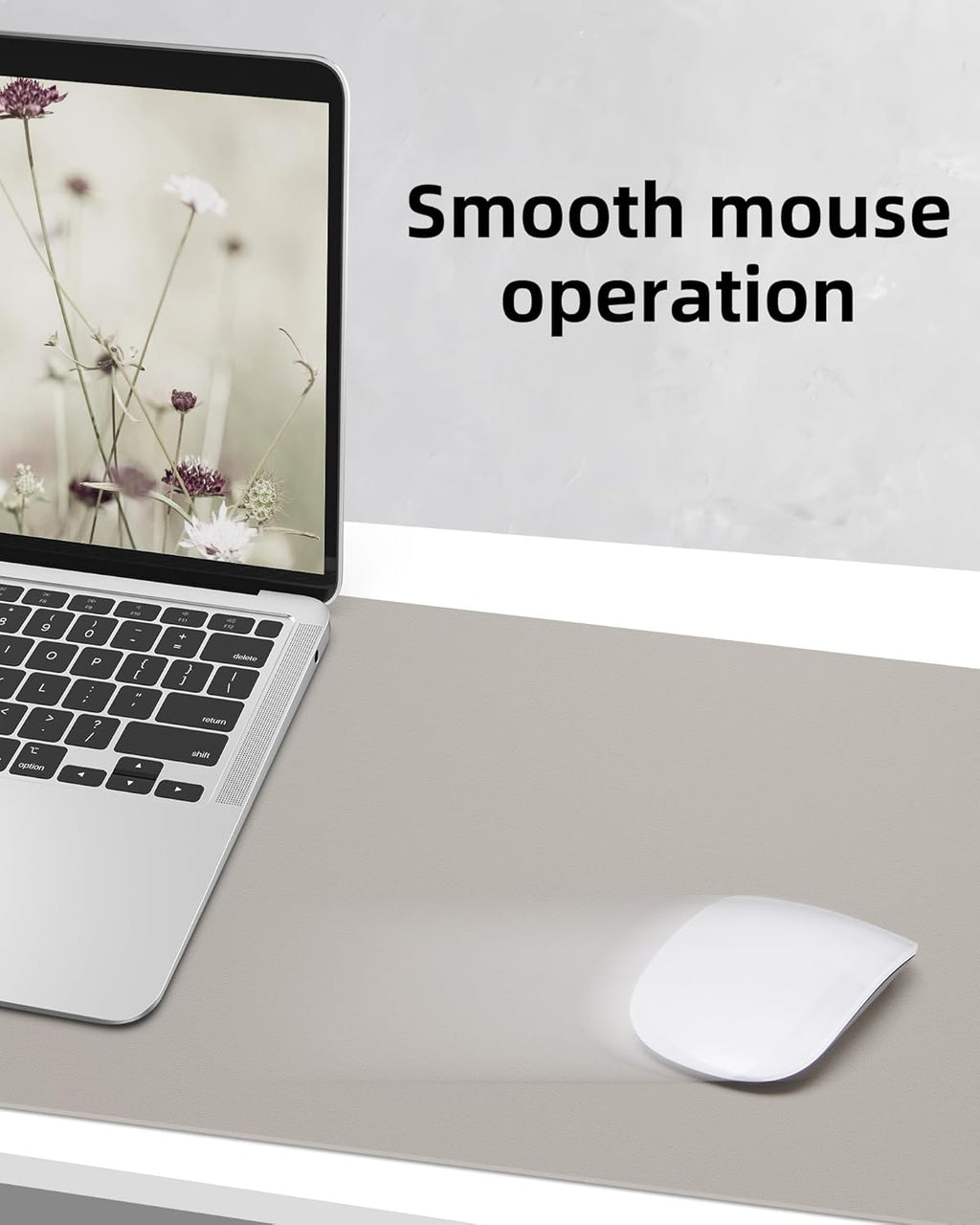 Leather Desk Pad Protector,Mouse Pad,Office Desk Mat, Non-Slip PU Leather Desk Blotter,Large Desk mat,Waterproof Keyboard mat for Office/Home/Decor (Light Grey,48" x 24")