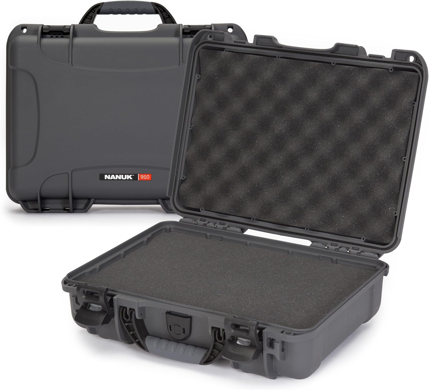 NANUK 910 Hard Case with Customizable Cubed Foam, IP67 Waterproof, Dustproof and Impact Resistant, 14.3” x 11.1” x 4.7”, Rugged Construction for Ultimate Protection, Made in Canada – Graphite