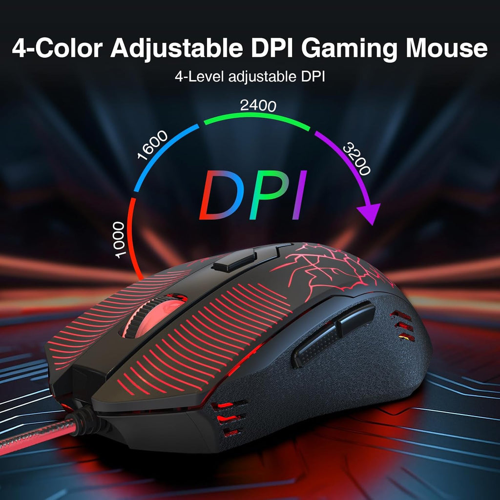 Redragon S107 Gaming Keyboard and Mouse, RGB Gaming Keyboard and 3200 DPI Mouse Combo with Large Mouse Pad, 25-Key Anti-Ghosting, Mechanical Feeling Keyboard, Plug & Play to PC, Laptop