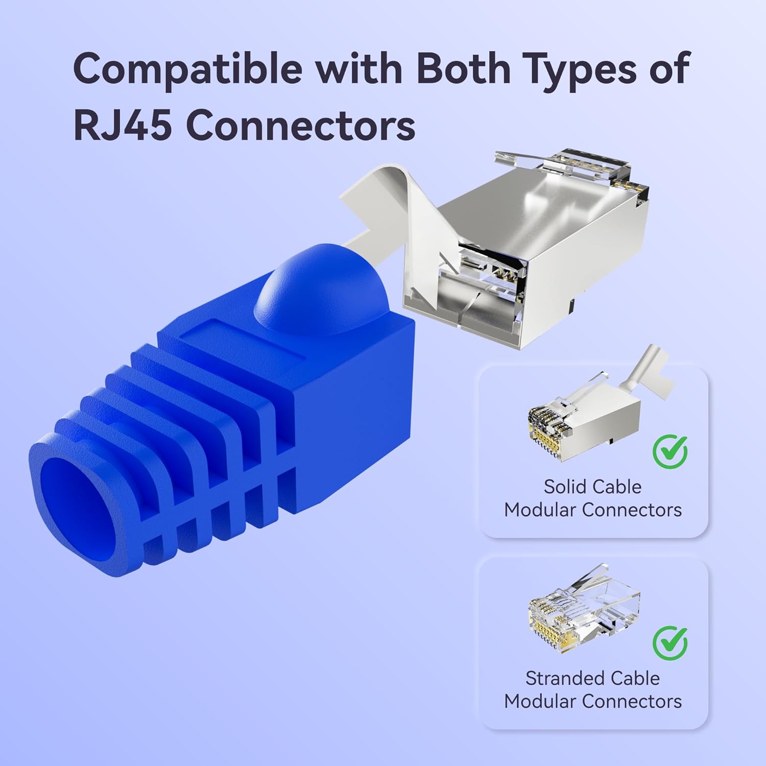 CableGeeker 100-Pack Cat6 / Cat5e RJ45 Strain Relief Boots, RJ45 Boot, Cat 6 Boot, Cat6 Ethernet Boots, Suitable for 6.5mm(0.26in) Ethernet Cables (Round-Press Multicolor)