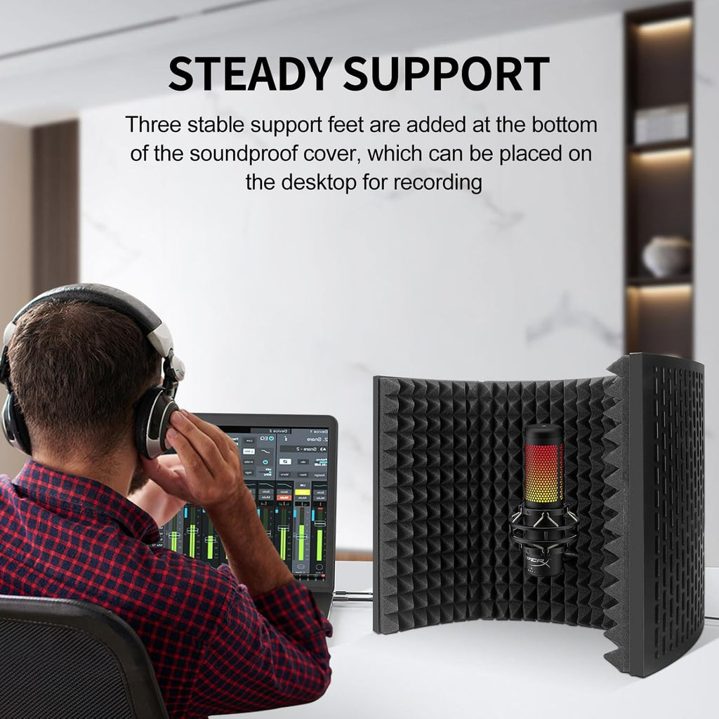 Aokeo Professional Studio Recording Microphone Isolation Shield,Suitable for Blue Yeti and Any Condenser Microphone Recording Equipment（AO-403）