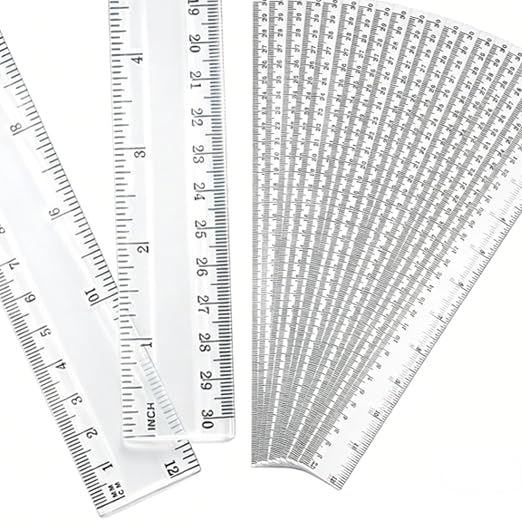 Eboot 20 Pack 12 Inch Clear Plastic Rulers Bulk, Easy-to-Read Straight Edge by eBoot