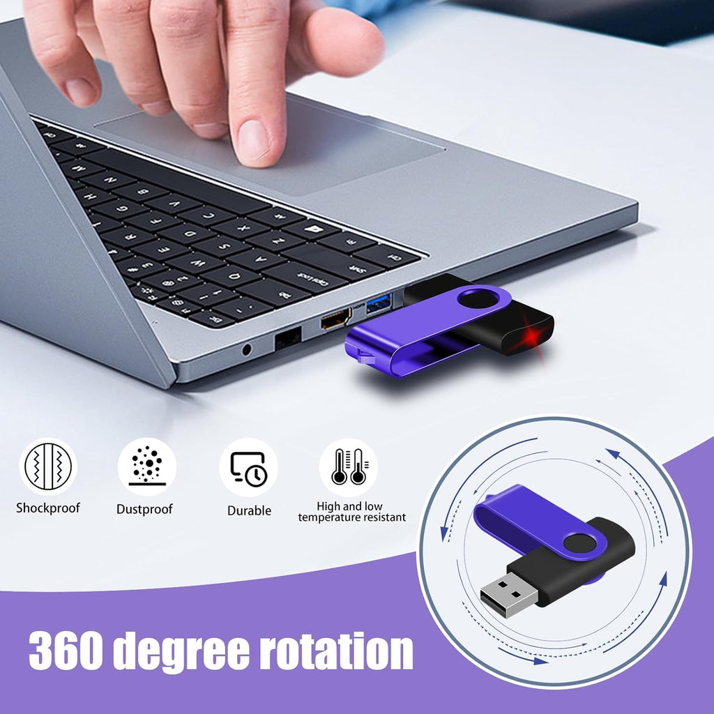 EASTBULL 4GB USB Flash Drive 50 Pack with Lanyards - USB 2.0 Jump Drive for Storage and Backup - Purple 50PCS