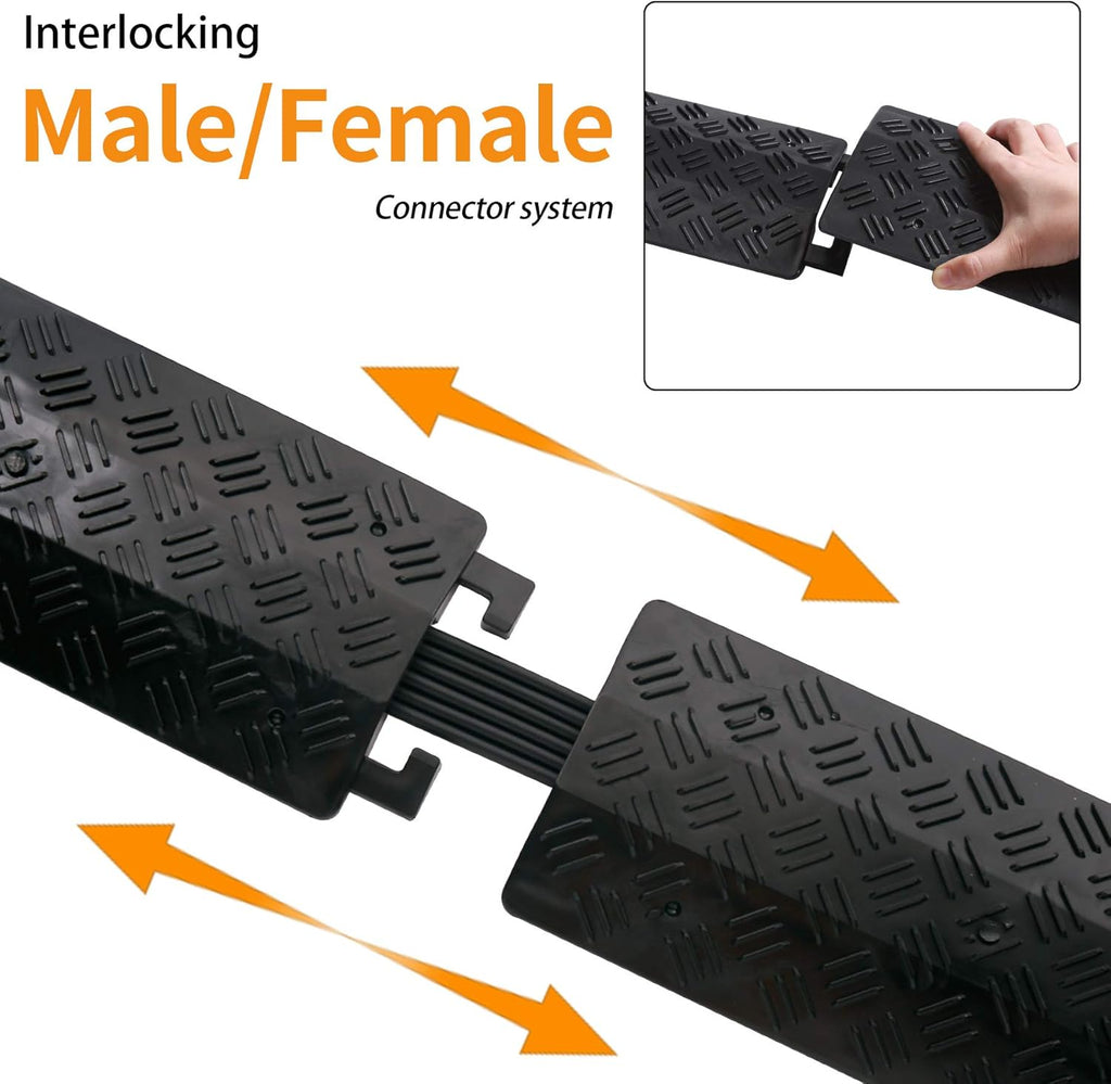 Small 1 Piece - Floor Cord Cover Cord Protector Drop Over Drop Trak Cable Ramp for Office Warehouse - Black