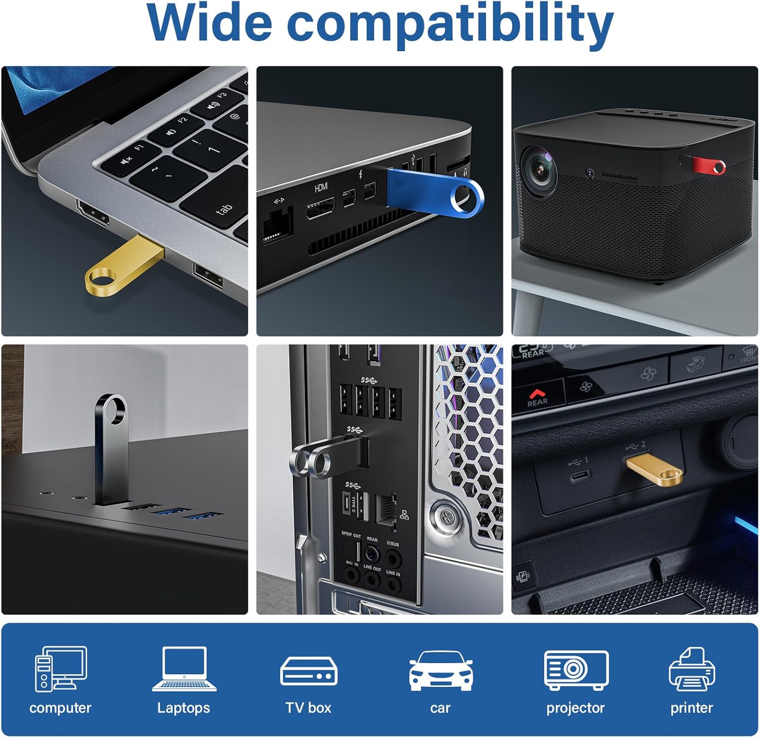 Customizable Flash Drives 4GB, Wooolken Personalized USB 2.0 Thumb Drives 10/20/50/100 Pack, Logo Pendrive Custom Memory Stick USB Engraved Logo (Metal)