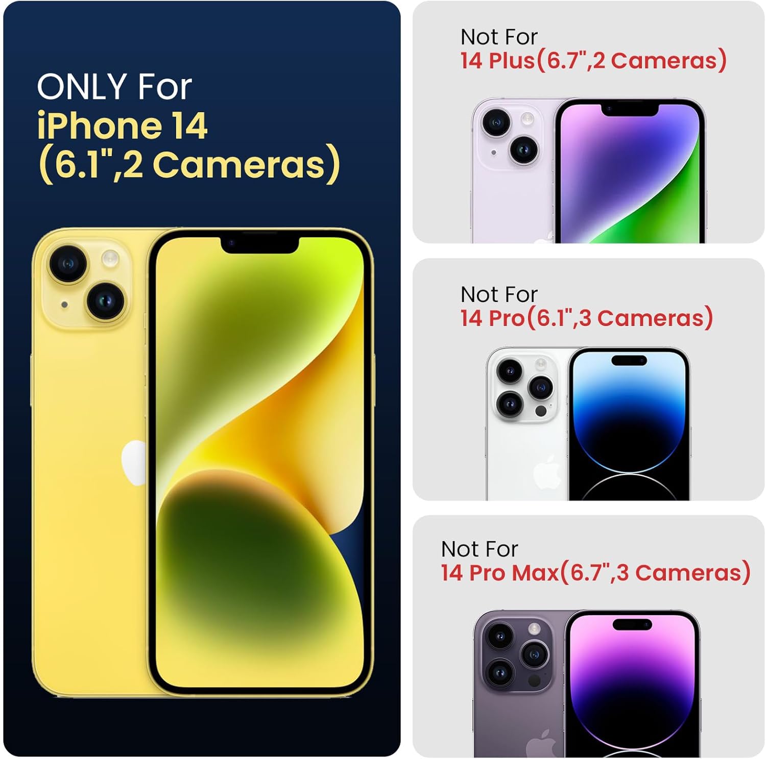 FireNova Designed for iPhone 14 Case, Silicone Upgraded [Camera Protection] Phone Case with [2 Screen Protectors], Soft Anti-Scratch Microfiber Lining Inside, 6.1 inch, Neon Purple