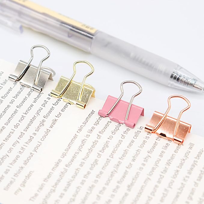 Rose Gold Binder Clips, Mini Paper Clip, Small Paper Clamps 15mm, 100 Pack - Image 4