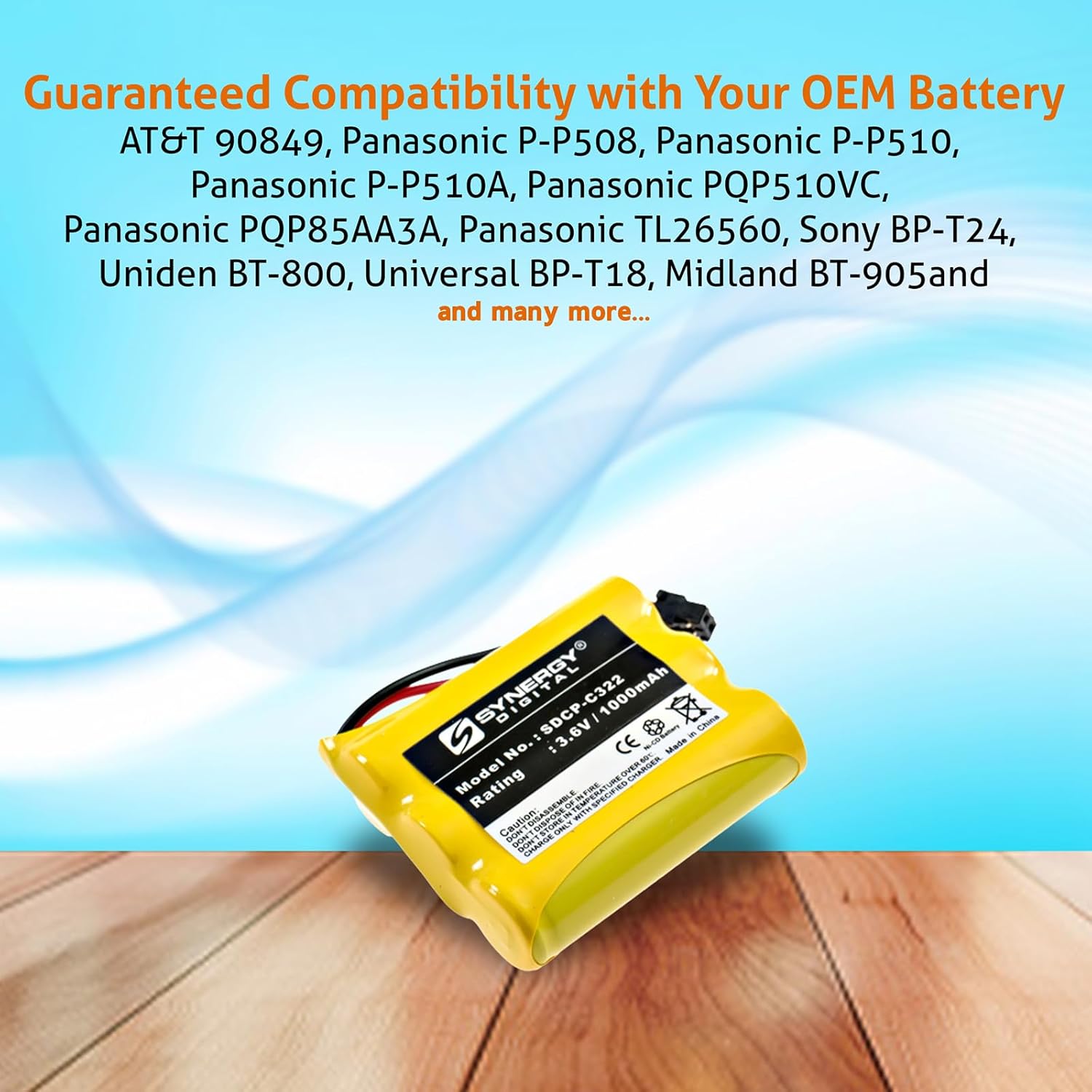 Synergy Digital Cordless Phone Battery, Compatible with Vtech CS6129-41 Cordless Phone, (NI-CD, 2.4V, 700mAh) Ultra High Capacity Battery